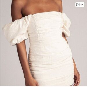 Meshki Off-Shoulder Cream Mini Dress